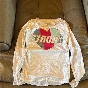 Justice White and Pink Long Sleeve Tee with Bold Graphic